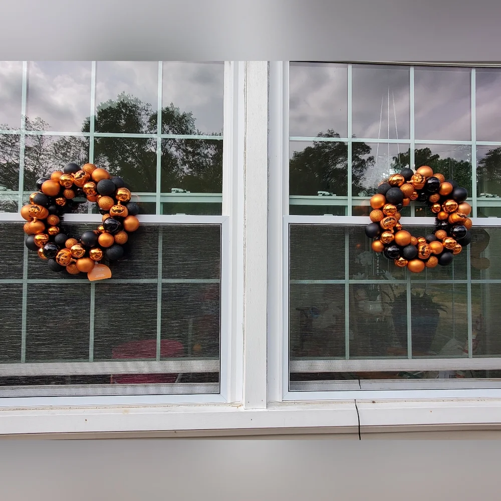 2 New With Tags Festive Halloween Orange and Black Wreath